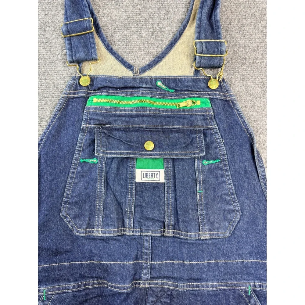 Liberty Mens Denim Bib Overalls 38x30 Straight Leg Dark Wash Utility Workwear